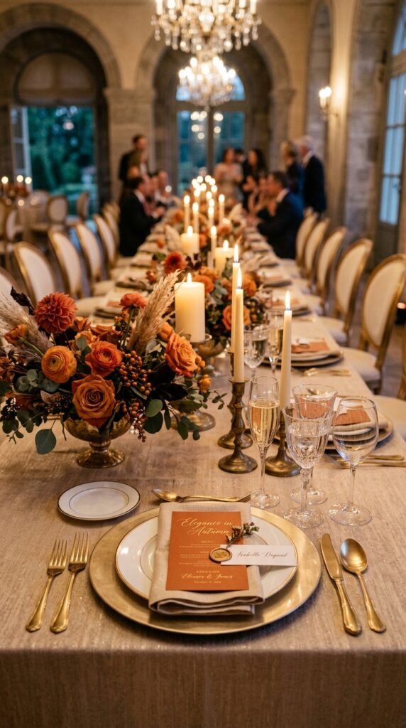 Pair Burnt Orange with Champagne Gold