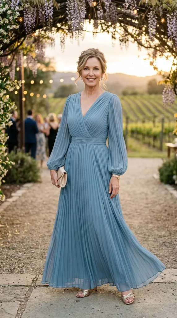 Pleated Chiffon Maxi Dress