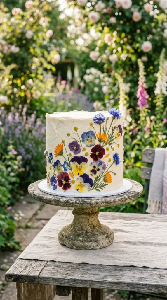 Pressed Floral Wedding Cake