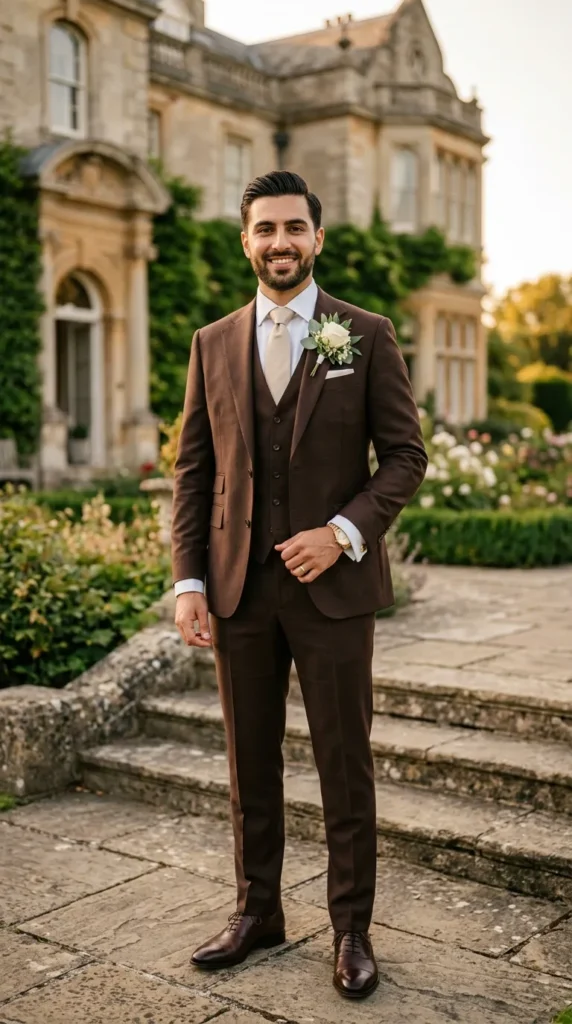 Rich Chocolate Brown Three-Piece Suit