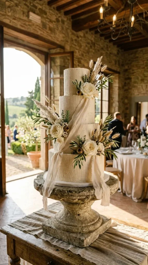 Rustic Linen-Inspired Buttercream Cake