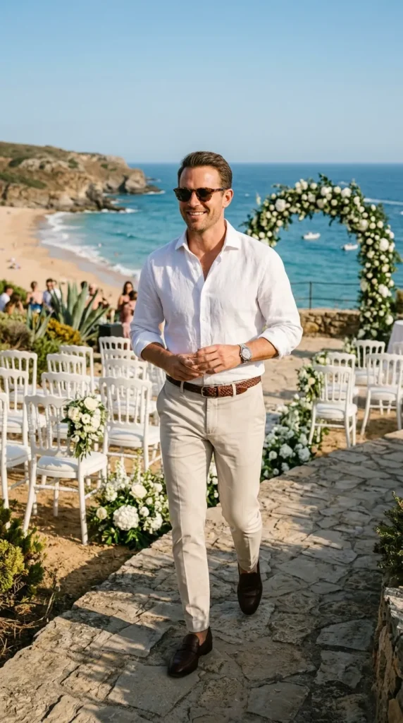 Smart Casual Linen Shirt and Tailored Trousers