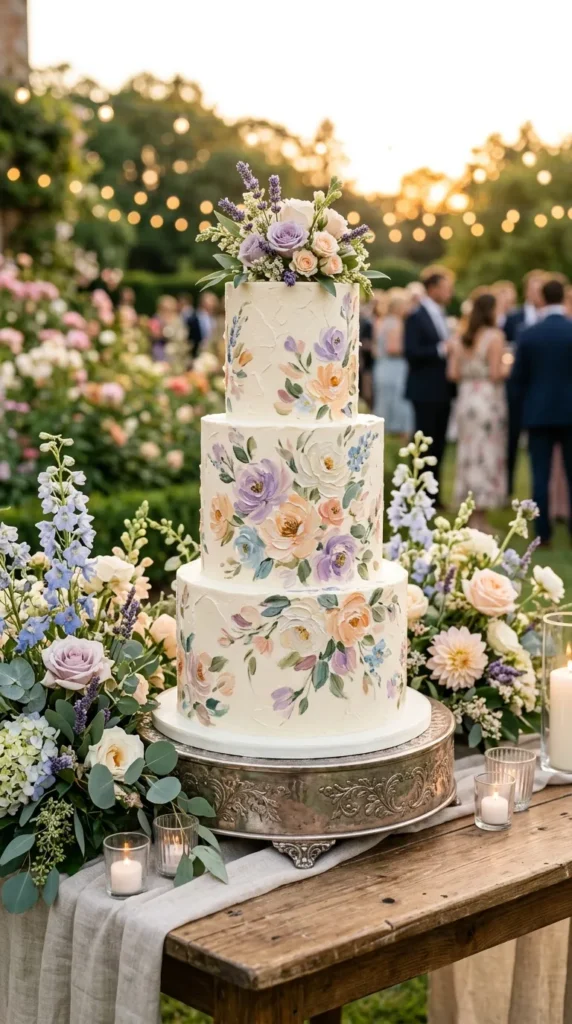 Soft Impressionist Garden Cake