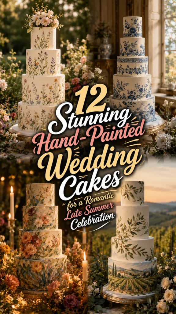 Stunning Hand-Painted Wedding Cakes for a Romantic Late Summer Celebration