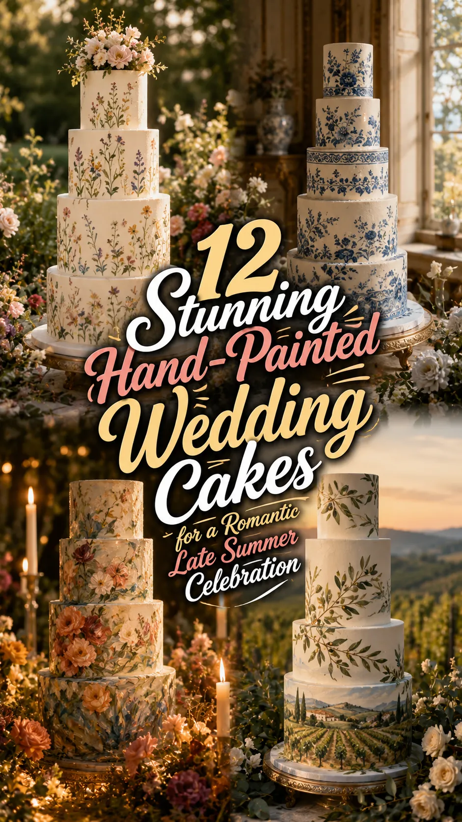 Stunning Hand-Painted Wedding Cakes for a Romantic Late Summer Celebration