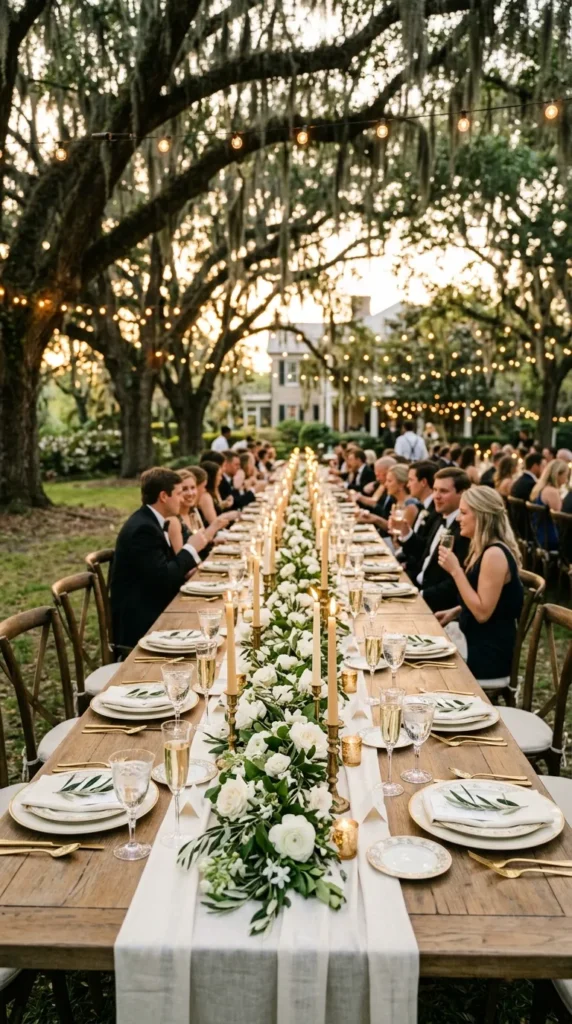 Style Long Farmhouse Tables with Linen and Candlelight