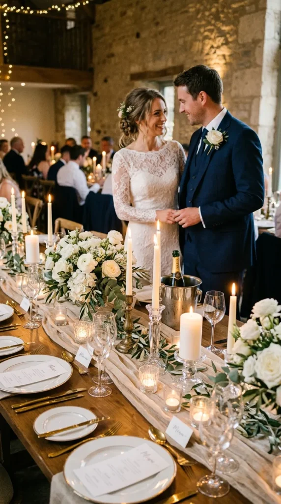 Style Long Reception Tables with Mixed Candle Heights