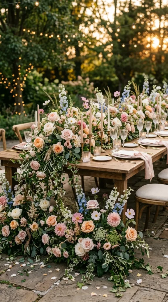 Style Statement Floral Meadows Instead of Traditional Centerpieces