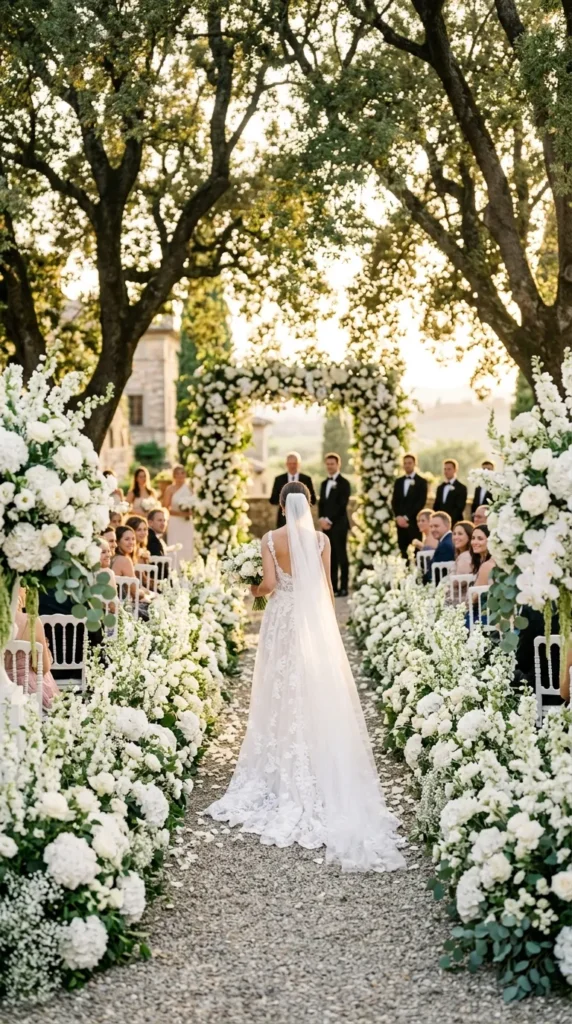 Style a White Flower Ceremony Aisle