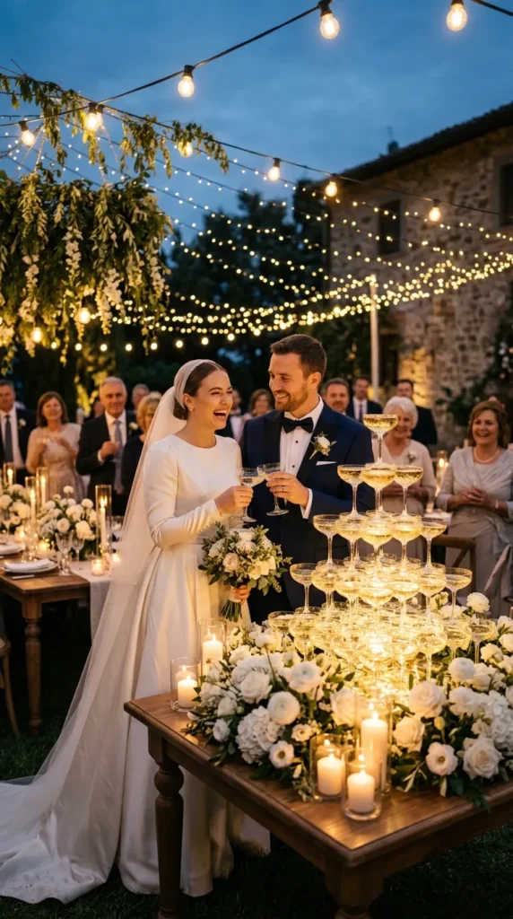 Surprise Guests with a Champagne Tower