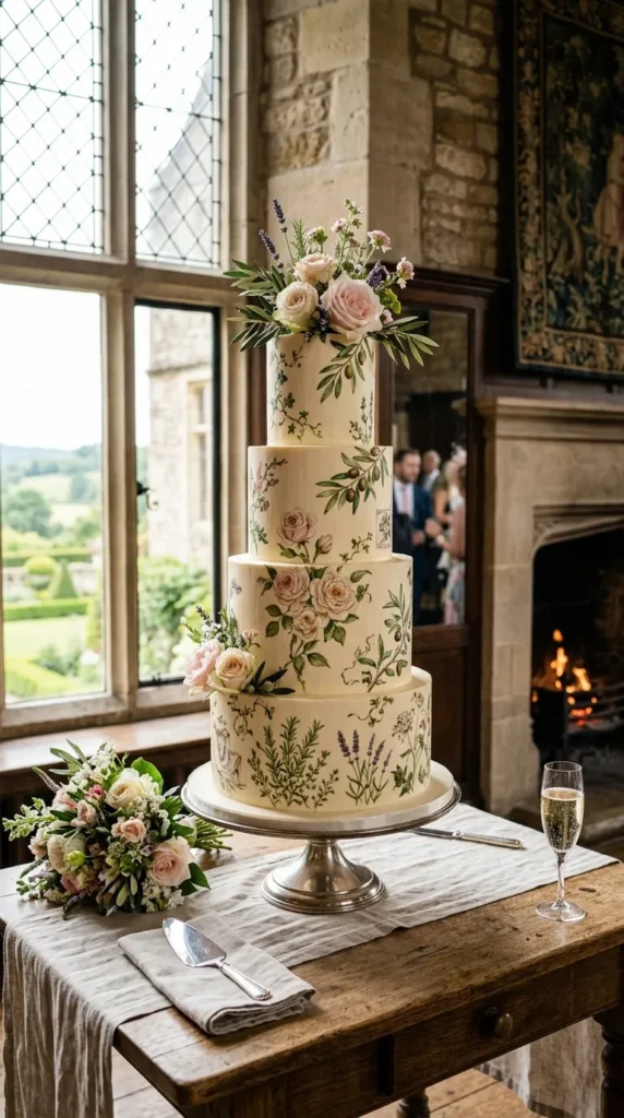 Vintage Botanical Illustration Cake