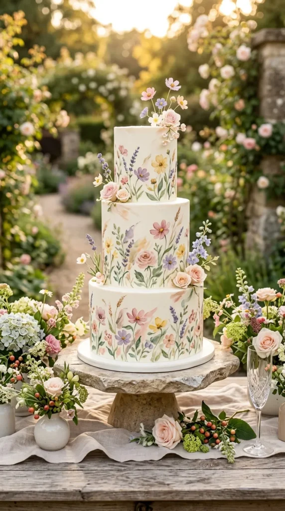 Watercolor Wildflower Cake