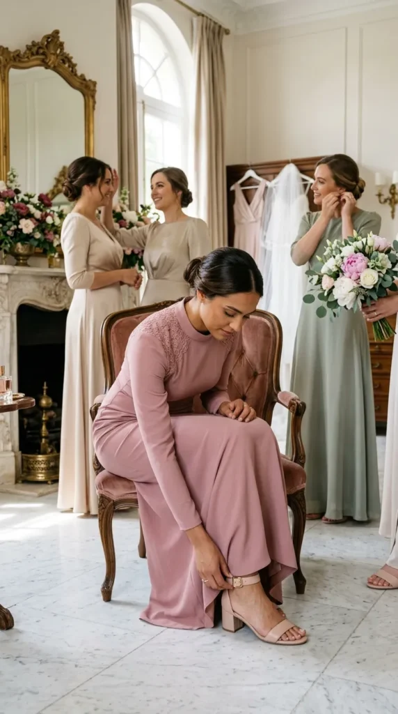 Adjustable Low-Heeled Sandals for Long Wedding Days
