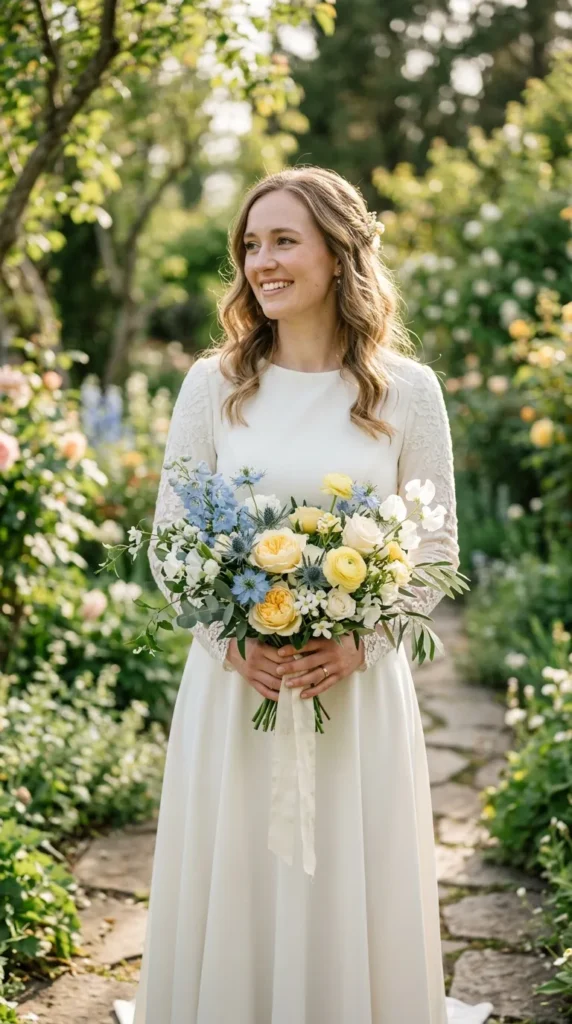 Blue & Yellow Wedding Bouquet