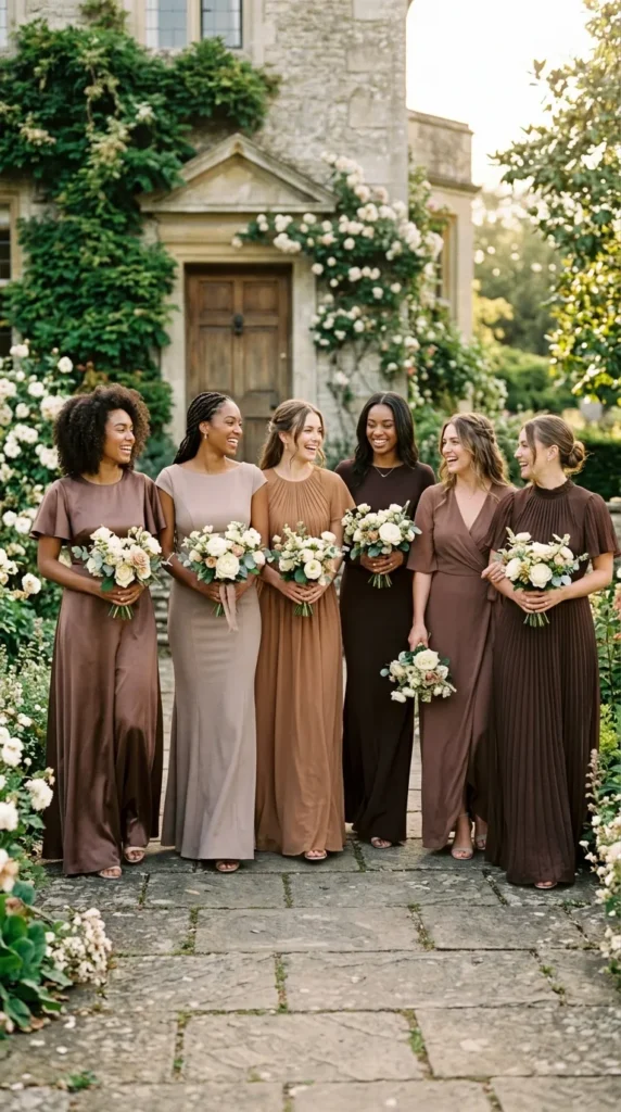 Brown Bridesmaid Dresses with Different Silhouettes