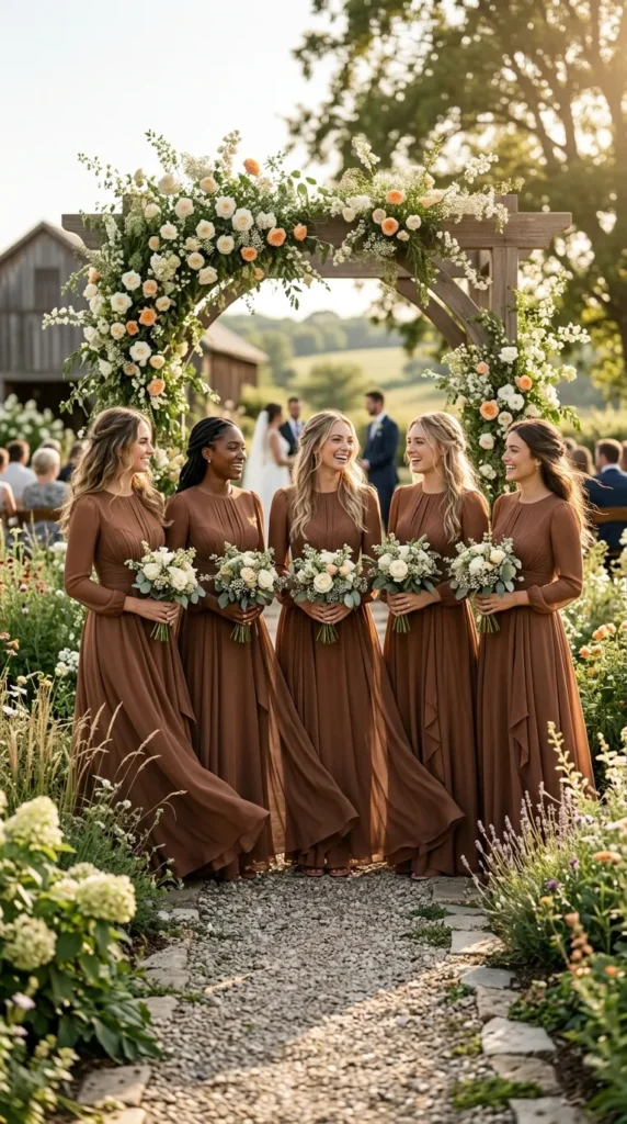Brown Chiffon Bridesmaid Dresses