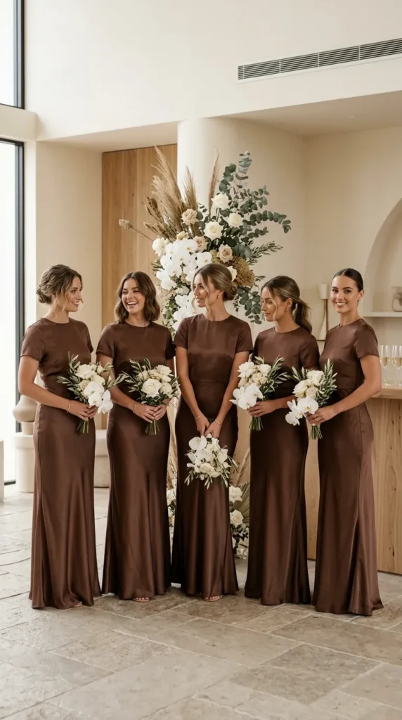 Brown Slip Dresses for a Modern Wedding