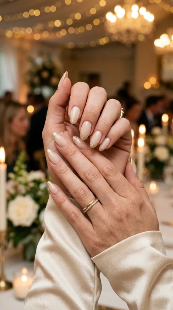 Champagne Glitter French Manicure