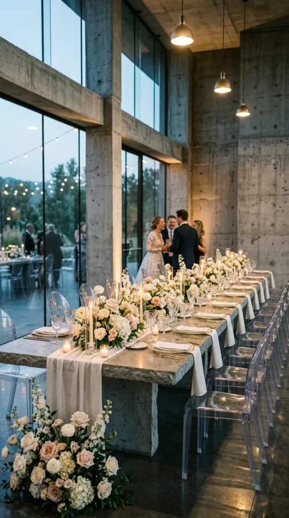 Blend Concrete, Glass, and Soft Florals