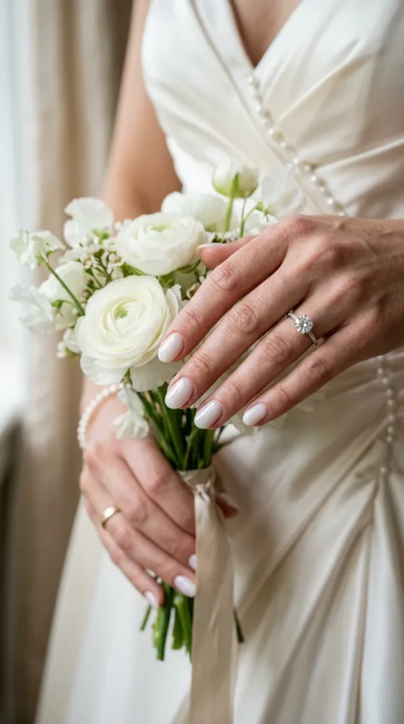 Consider Glossy Milky White Nails