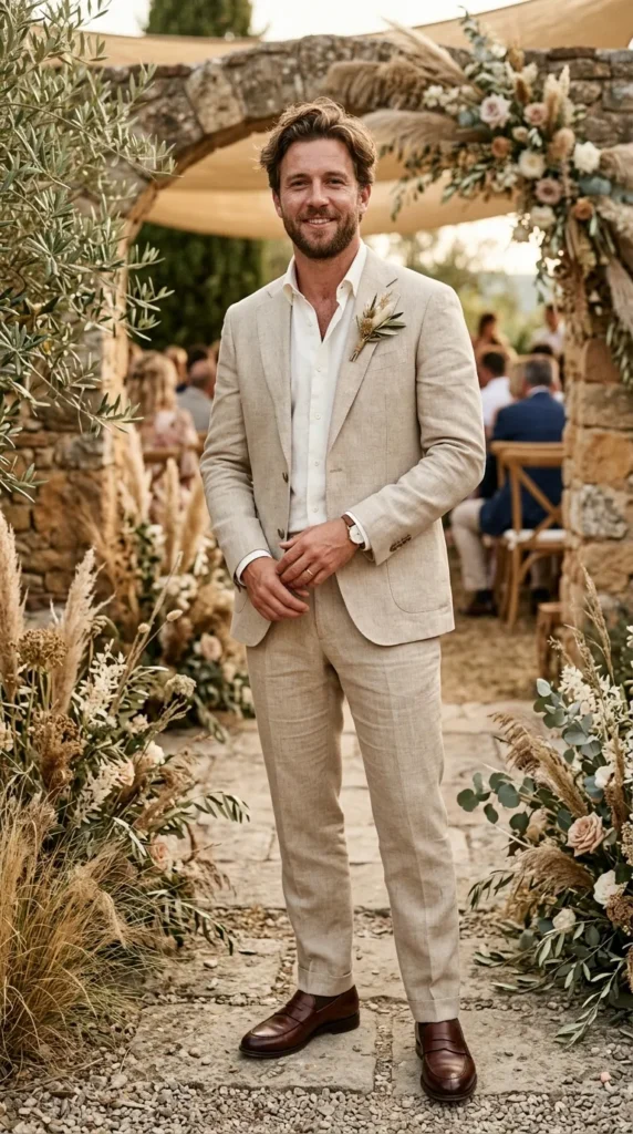 Earth-Toned Linen Suit
