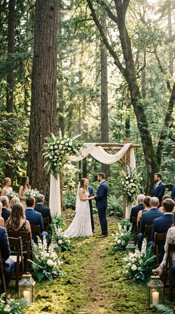 Exchange Vows Beneath Towering Trees