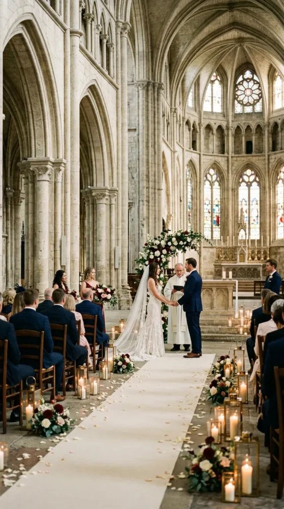 Exchange Vows in an Ancient Stone Abbey
