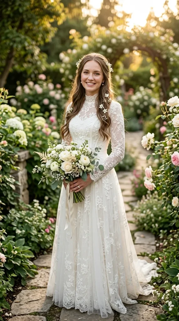 Floral Half-Up Wedding Hairstyle