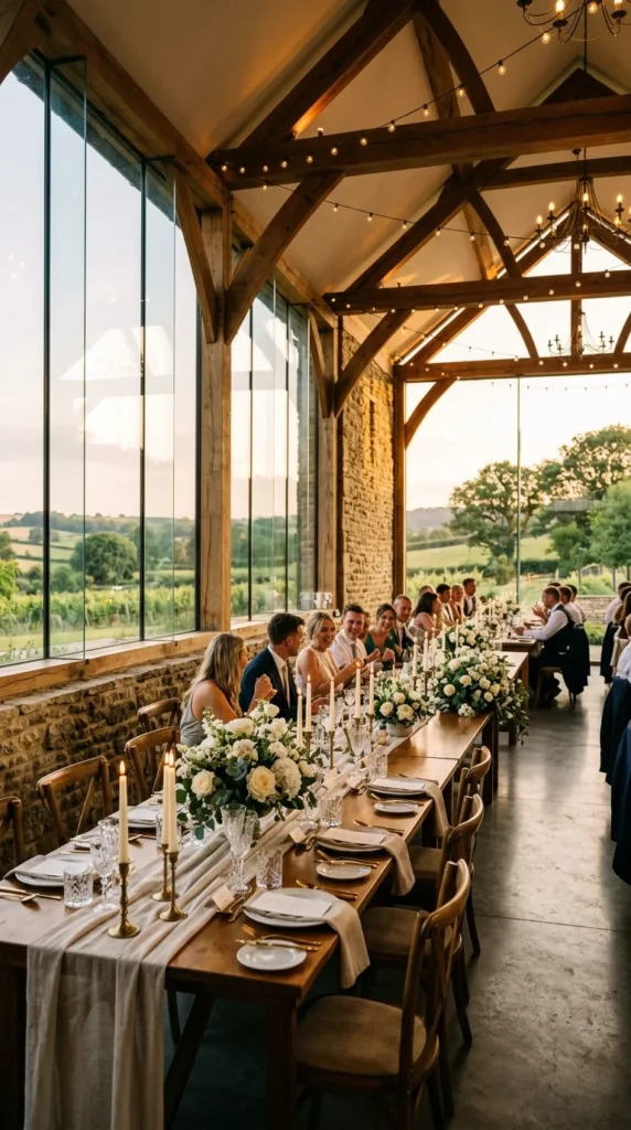 Glass Barn with Stone Details