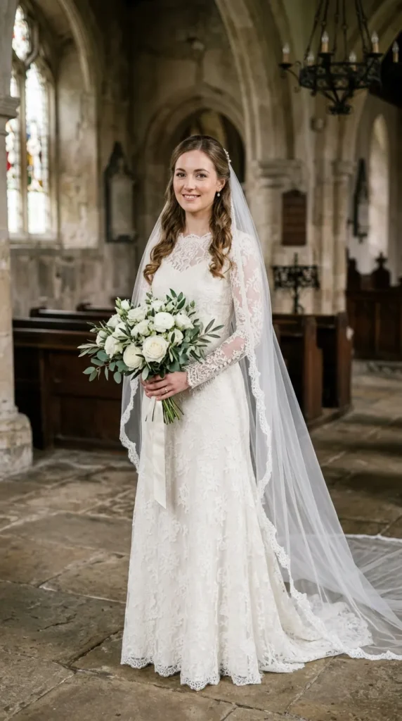 Half-Up Hairstyle with a Veil