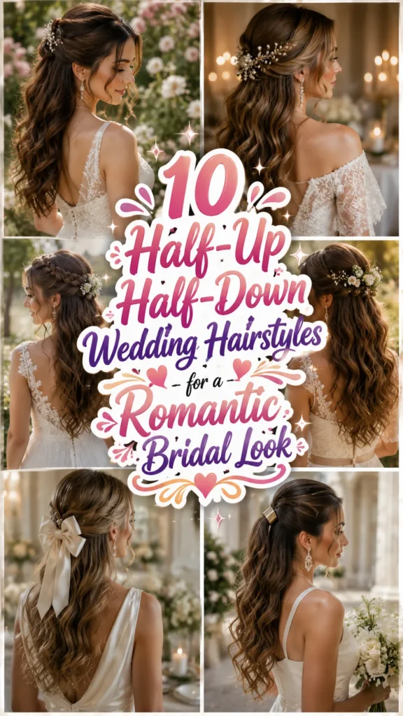 Half-Up Half-Down Wedding Hairstyles for a Romantic Bridal Look