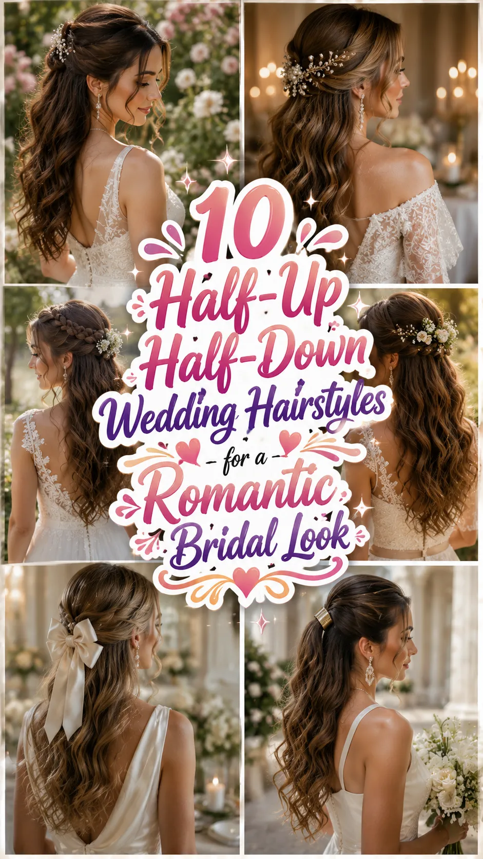 Half-Up Half-Down Wedding Hairstyles for a Romantic Bridal Look