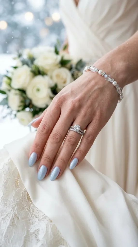 Icy Blue Bridal Nails