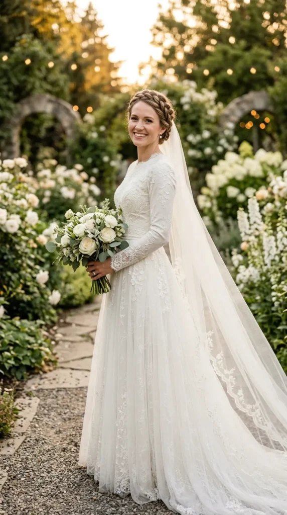 Let a Braided Updo Become Part of the Veil Design