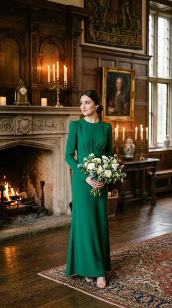 Long-Sleeve Emerald Dresses
