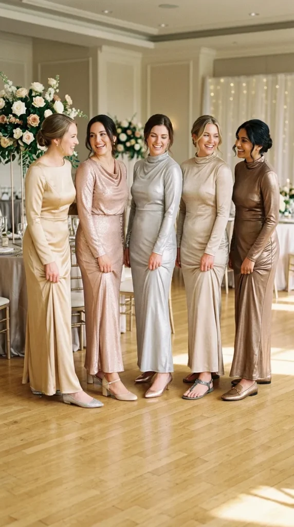 Metallic Shoes for Easy Bridal Party Coordination