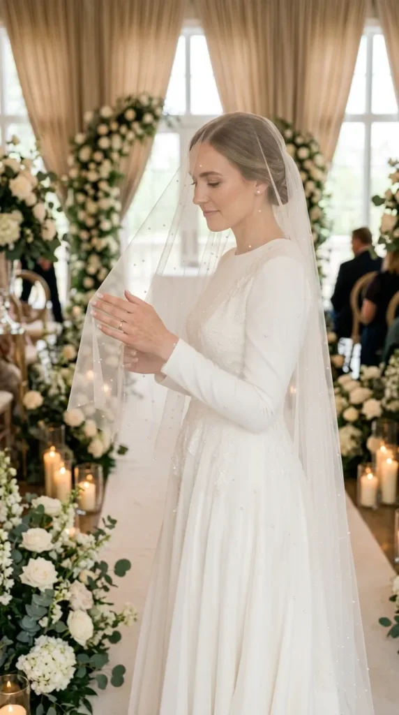 Minimalist Veil With Tiny Pearl Details