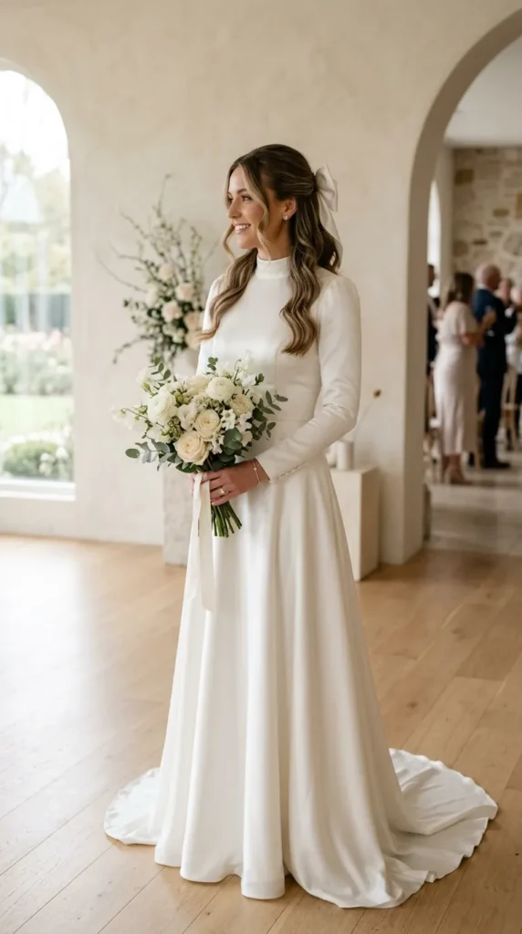 Half-Up Style with a Satin Bow