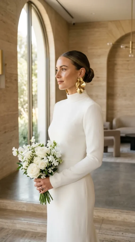 Sculptural Gold Earrings for Modern Brides