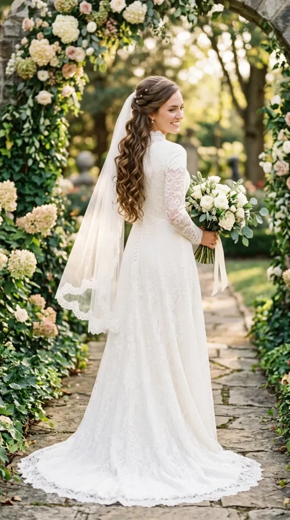 Secure a Chapel Veil With a Romantic Half-Up Style
