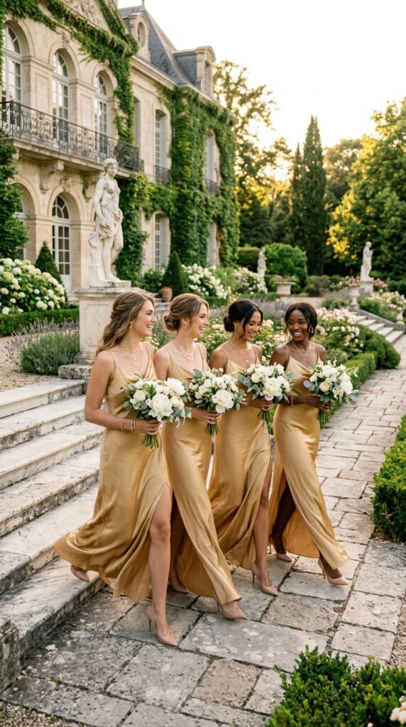 Silk Dresses with High Slits