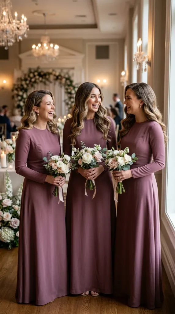 Soft Hollywood Waves for Timeless Bridal Party Glamour