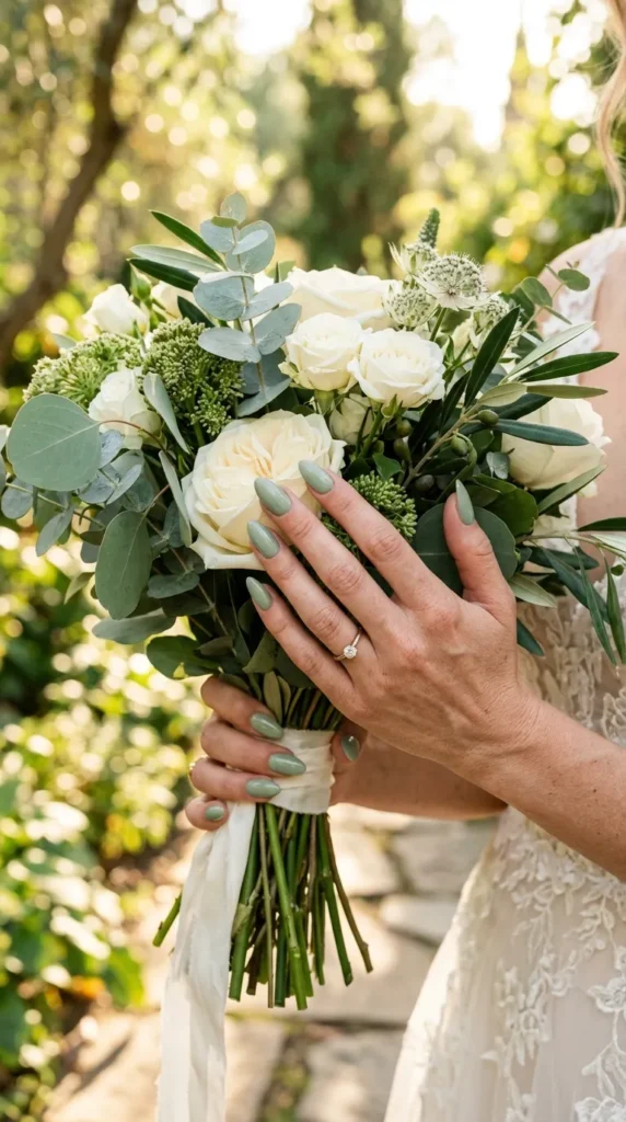 Soft Sage Green Nails