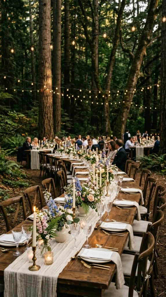 Style Long Wooden Reception Tables