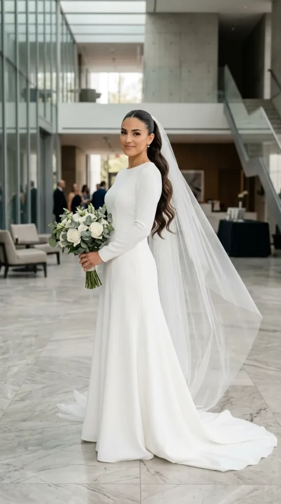 Style a Veil With a High Bridal Ponytail