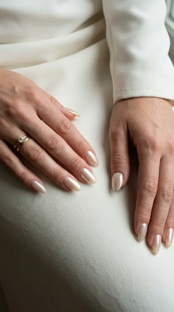 Try a Soft Oyster-Shimmer Finish