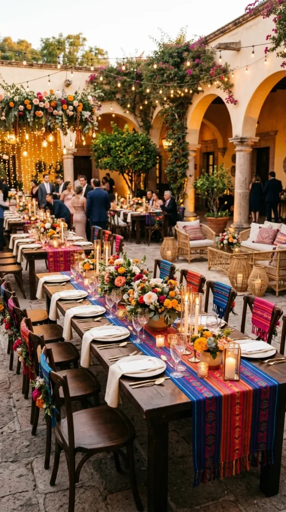 Use Colorful Mexican Textiles Throughout the Reception