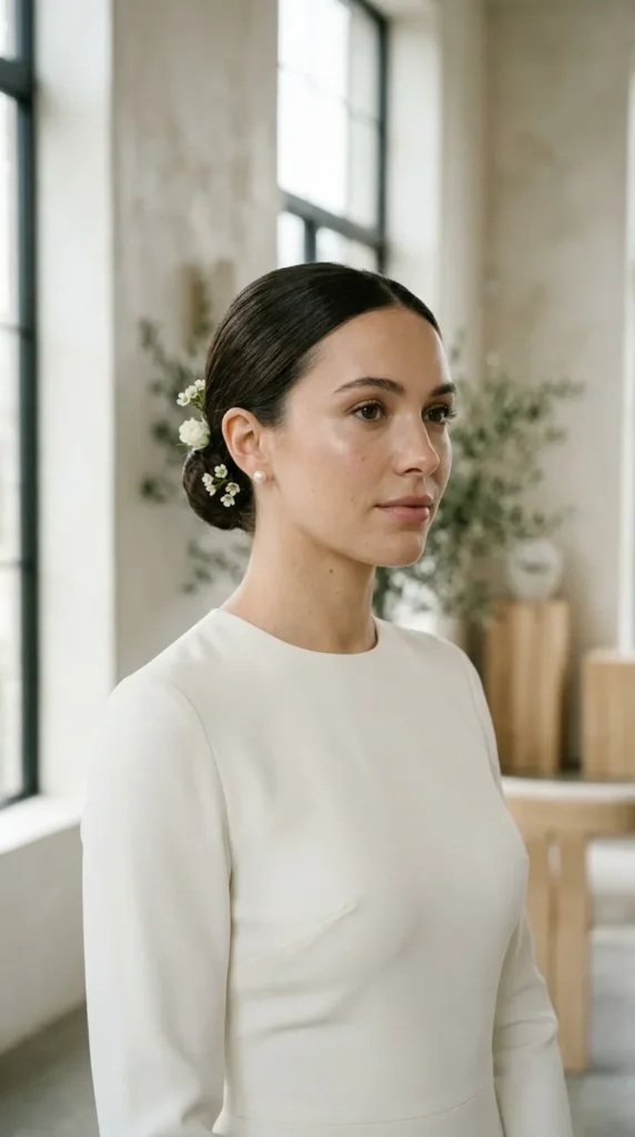 Use Tiny Individual Blooms for Minimalist Bridal Hair