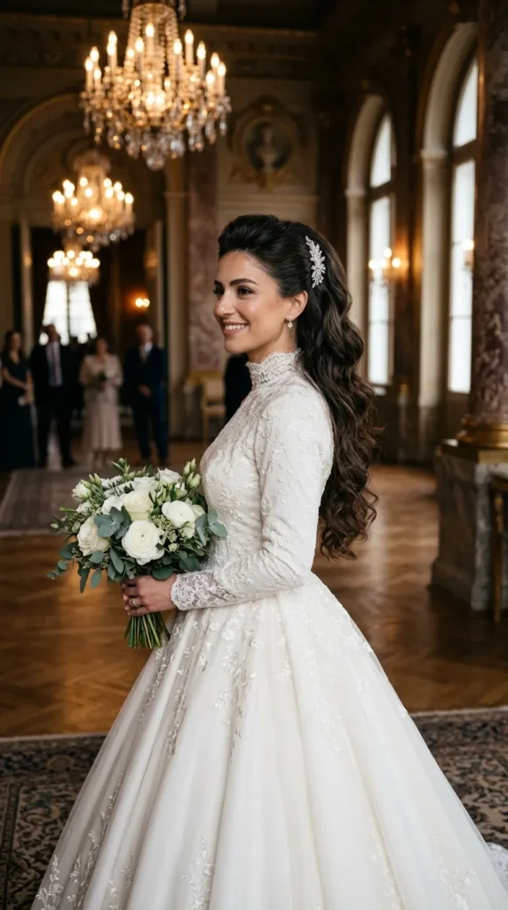 Voluminous Half-Up Bridal Hair