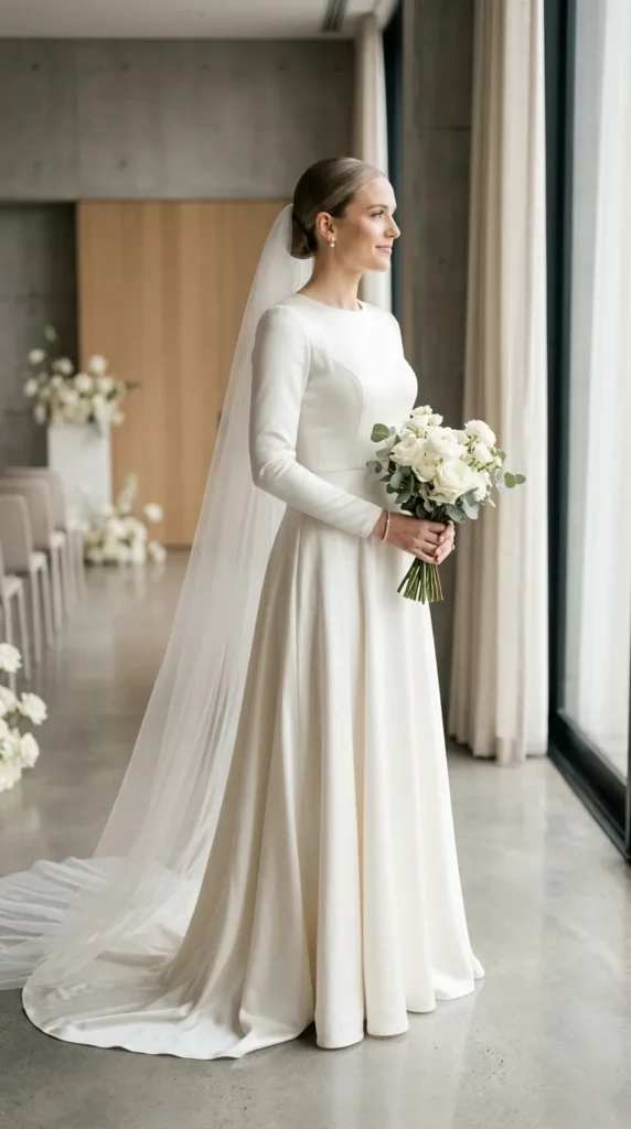 Wear a Long Veil Beneath a Sleek Bun